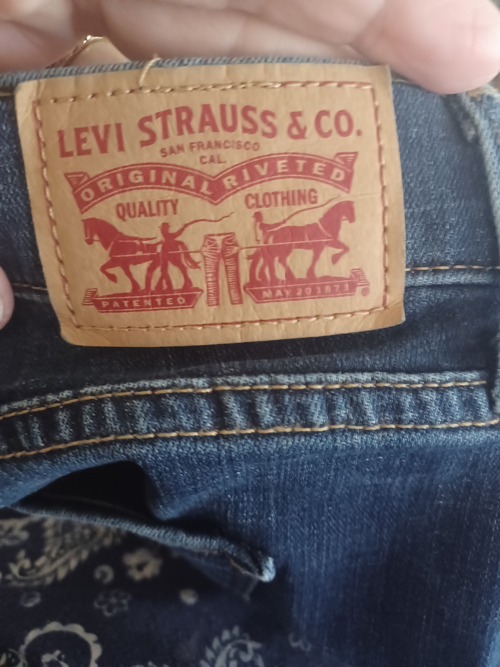 Levi's Women's Dark Blue Denim Shorts with Leather Patch